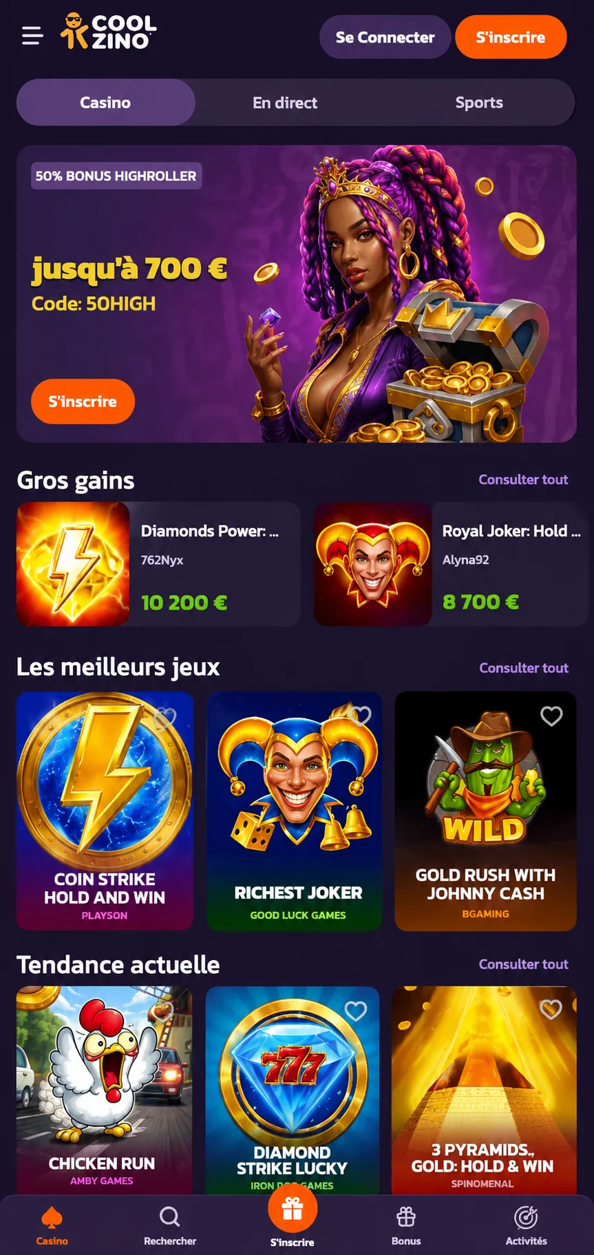 Coolzino sur mobile